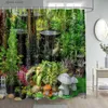 Cortinas de chuveiro floresta tropical cortina de chuveiro exuberante verde selva floresta planta folhas cenário tecido decoração do banheiro cortinas de banho com ganchos y240316