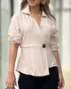 女性用Tシャツファッション2024夏のカジュアルターンダウンカラーポケットデザインボタントップセクシーなエレガントなTシャツプルオーバートップ