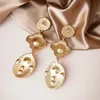 Liquidation Vintage boucles d'oreilles en métal plaqué or pour femmes Punk suspendus luxe Stud géométrique rond Dangle goutte Y2K bijoux 240313