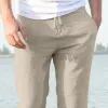 Mannen Hoge Taille Trausers Zomer Broek Kleding Nieuwigheid 2021 Linnen Losse Katoenen Elastische Band Dunne Werk Vintage Brede Benen