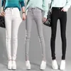 Calças femininas Mulheres vestindo leggings primavera outono 2024 explosão de lápis branco cintura alta pés calças moda senhoras