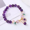 Charme Pulseiras Natural Roxo Pulseira De Cristal Com Grânulos Artesanais Jóias Finas Para Mulheres Elástica Corda Pulseira Acessórios De Moda