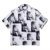 셔츠 2024SS 남성 여성 디지털 프린트 짧은 슬리브 하와이 셔츠 티 티