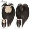 Isheeny 8 12 Human Hair Topper Naturalny czarny oddychający mono podstawowy kawałek włosów 12x12cm górna peruka z klipsami we włosach 240314