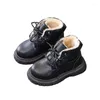 Bottes CNFSNJ Marque Enfants Automne Hiver Court Mode Broderie Rétro Plat Noir Enfants Chaussures Garçons Plus Filles