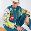 Oddychający zima prawdziwa skórzana guzika Kurtki Letter Lats Summer Parka Baseball Fashion Kurtka 21 38