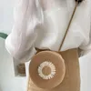 Shoulder Bags Summer Straw Circle Vintage Women Beach Round Rattan Crossbody Bag Sunflower Decoration Handbag