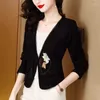 Vrouwen Pakken Lente En Herfst Chinese Retro Klein Pak Korte Jas Mode Elegante Buitenlaag Vest Qipai Tops K078