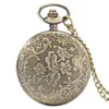 Montres de poche Antique Bronze corde fleurs noeud conception montre à quartz pull chaîne collier FOB pendentif horloge unisexe cadeaux pour hommes femmes