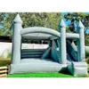 Casa branca comercial do salto do casamento com a parte superior da torreta inflável bouncy castelo slide combo saltando bouncer para crianças e adultos