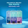 WGA Crystal Pro Max 15000 15k Puffs E-papieros z 40 smakami owocowymi 5% nikotyna 20 ml e-soków hurtowa i jednorazowa heah vape pióro