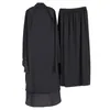 Casual Dresses Women Robe Kjol Set Loose Long Sleeve Drawstring Pleated Middle East Female Traditional 2 PCS/Set