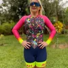 Racing sets Agah Woman Monkey Summer Long Sleeve QuickDrying Triathlon One-Piece Leotard Outdoor Mujer Clothing Ciclismo Brazil Feminino Kit