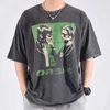 Camiseta retro de manga corta con estampado de banda rock oasis de alta calidad, camiseta de manga larga con hombros a la moda de gran tamaño J240316