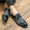 Oxford herrskor Fashion Business Casual Party Banquet Daily Vintage Gravering Lace-up Brogue Dress Dress Shoes