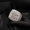 Hip Hop iced out 5A Cubic Zircon bling 18K Gold Plated Square Letter Ring Men Fashion Jewelry Ring