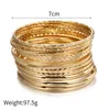 12pcs Punk Curb Cuban Chain Bracelets Set for Women Miami Boho Thick Gold Color Charm Bracelets Bangles Fashion Jewelry 240305