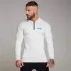 Gym Fashion Breathable Zipper Polo Shirt Mens Clothing Workout Casual Shirts Sports Long Sleeve Bodybuilding Mens s 240301