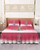 Jupe de lit océan ancre progressive, couvre-lit élastique rouge Rose avec taies d'oreiller, housse de matelas, ensemble de literie, drap