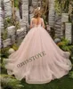 Robes de fille Blush rose et ivoire dentelle Tulle robe à fleurs pour mariage demoiselle d'honneur fête concours première Communion robe Poshoot