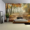 Orman ağacı goblen duvar asılı doğa sahnesi tapiz paralı güneş ışığı yaprak dökmeyen bitki, oda için açık manzara ev dekorasyonu 240304