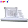 Großhandel 3 in 1 weiß aufblasbare Bounce House PVC Werbespannungshuhner Schloss Jumper Bouncer Sprungkombination mit Ballgrube und Rutsche für Fotos Shooting Kinderparty Ideen