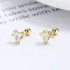 Stud Earrings 925 Sterling Silver Cute Crystal Heart Thread For Women Kids Students Wedding Party Jewelry Gift Female Pendientes