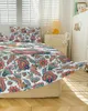 Falda de cama con estampado de flores, colcha ajustada elástica de Cachemira Retro con fundas de almohada, Funda protectora para colchón, juego de sábanas