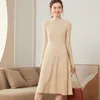 Basic Casual Dresses Autumn Winter High Elastic 100% Pure Cashmere Sweater Dress Warm Basic Knit Pullovers Women Slim Dress Fe Casual DressesC24315