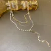 Hänge halsband kvinnor halsband Rhinestone faux pärla justerbara flera lager utsökt rostfritt lätta nackdekoration smycken prom