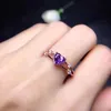 Cluster Rings Natural Amethyst Ring For Women Purple Crystal Heart Shape 14k Rose Gold Jewelry Diamond Engagement Anniversary Gift275G