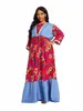 Robes décontractées de base Nouveau style africain grande taille Caftan 100% coton Abaya col rond Jilbab Dashiki Caftan lâche Boubou tenue décontractée pour femmes KaftanC24315