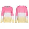 Sudaderas con capucha para mujer Sudadera con cuello redondo suave Suelta Regalo de oficina en casa Tie Dye para mujer Colorblock Manga larga Moda cómoda Otoño Invierno