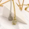 Collier pendentif à breloque chic de créateur bracelet en or pour femme avec lettre imprimée bijoux de mariage de luxe en acier inoxydable plaqué or 18 carats cadeau d'amour idéal anniversaire de mariage