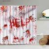 Shower Curtains Horror Handprint Shower Curtains Red Blood Silhouette Creative Halloween Bath Curtain Modern Cloth Bathroom Decor Set With Hooks Y240316