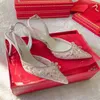 Zomerontwerp sandalen schoenen slingbacks nylon juweel kristallen geborduurde kristallen kralen pumps feestje trouwjurk