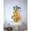 花瓶オレンジガーデンプリントのモダンテキスタイル花瓶現代の家の装飾代替生地ドロップ配信DH7SE