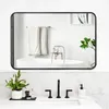 Vanity Mirrors 24x36in Wall-Mounted Makeup Large Mirror Over Sink for Bedroom Living/Dining Room, Modern Rectangle Black Framed Hanging Mirrors of Home