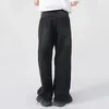 IEFB Mens Jeans Korean Personality Straight Wide Leg Pants 2023 Fashion Autumn Winter Vintage Male Trousers 9A5577 240314