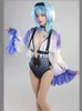 Dames Badmode Game Genshin Impact Cosplay Eula Badpak Zomer Anime Dames Badmode 2022 Eendelige bikini is dun met gaas Maten S-XLC24315