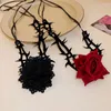 Choker 1pc retro blomma justerbar rep krage halsband gotisk tornig röd ros för halloween cosplay party tillbehör