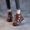 Chaussures décontractées sandales femmes 2024 été tout-match fond épais évidé mode en cuir véritable Cool bottes pour femmes