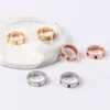 Liebesring, farbiger Diamant, Designerringe, Titanstahlring, galvanisierter 18-Karat-Goldring, Ringe für Frauen, Signaturversion, 5 mm Breite, 6 Diamanten