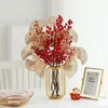 Decorative Flowers Chinese Metal Frame Glass Vase Red Fortune Fruit Year Gifts Home Livingroom Ornaments Crafts Cafe Office Furnishing Decor