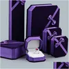 Jewelry Boxes Purple Veet Bowknot Jewelry Packaging Storage Boxes For Pendant Necklaces Charm Bracelets Ring Earring Bangle Display Ca Dhnyl