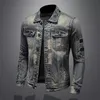 Vintage Denim Jacket Men Casual Stand Collar Wash Cowboy Outwear Male Spring Autumn Bomber Loose Zip Up Coat Jaqueta 240311