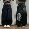 Herr jeans streetwear hög midja breda jeans män y2k stil retro harjuku broderade hip hop baggy byxor gotiska casual överdimensionerad byxor newl2403