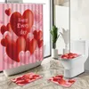 Rideaux de douche Amour Couple Salle de Bain Rideau de Douche Ensemble Cupidon Ange Enfant Art créatif Tapis antidérapant Couverture de Toilette Tapis de Bain décor à la Maison Cadeau de Vacances Y240316