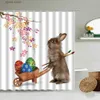 Shower Curtains Cartoon Cute Rabbit Animal Easter Shower Curtain Egg White Background Creative Family Bathroom Wall Decoration Waterproof Screen Y240316