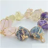 Pendant Necklaces Pretty Nature Stone Pendants Amethyst Rose Quartz White Crystal Lemon Fluorite Charms For Necklace Drop Delivery Jew Dh7Nt